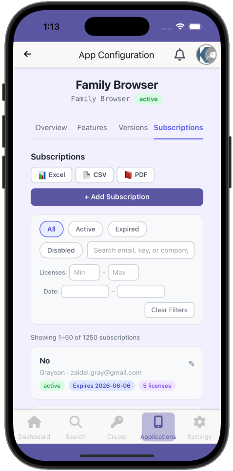 License Viewer App Configuration