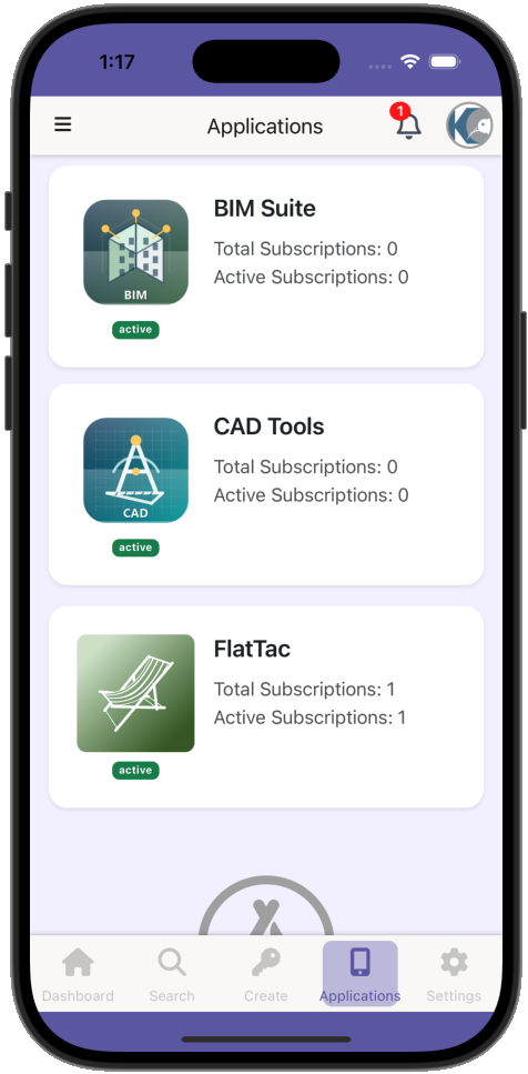 License Viewer Applications List